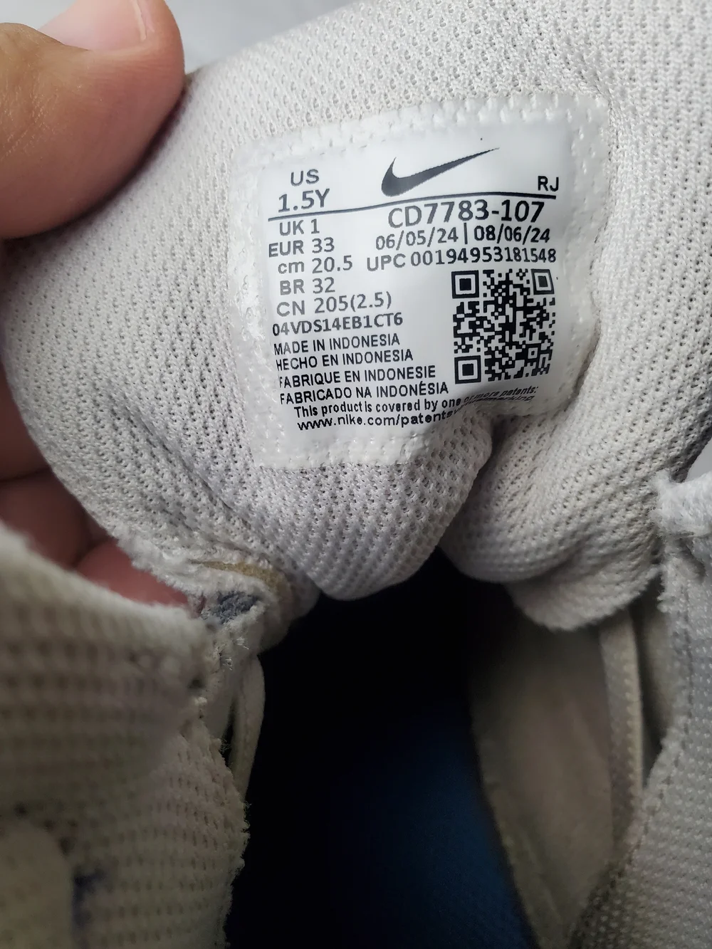 Nike Court Borough Mid 2 White Blue Size 1.5Y
